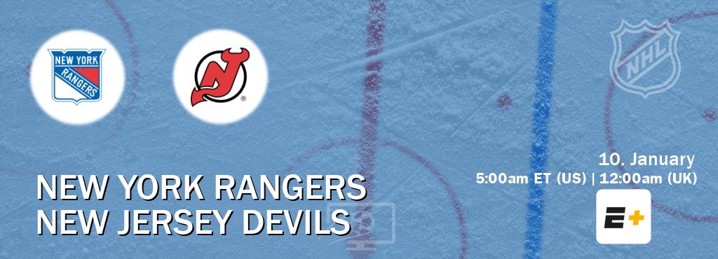 You can watch game live between New York Rangers and New Jersey Devils on ESPN+(US).