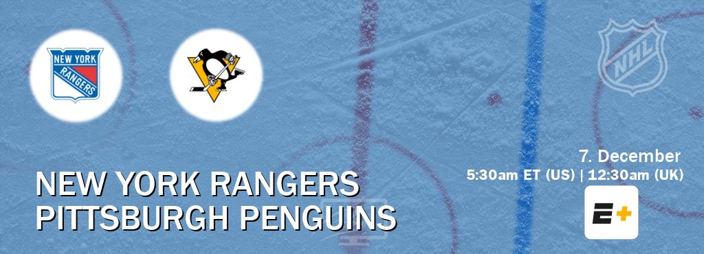 You can watch game live between New York Rangers and Pittsburgh Penguins on ESPN+(US).