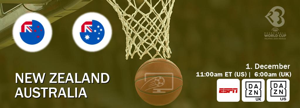 You can watch game live between New Zealand and Australia on ESPN(AU), DAZN UK(UK), DAZN(US).