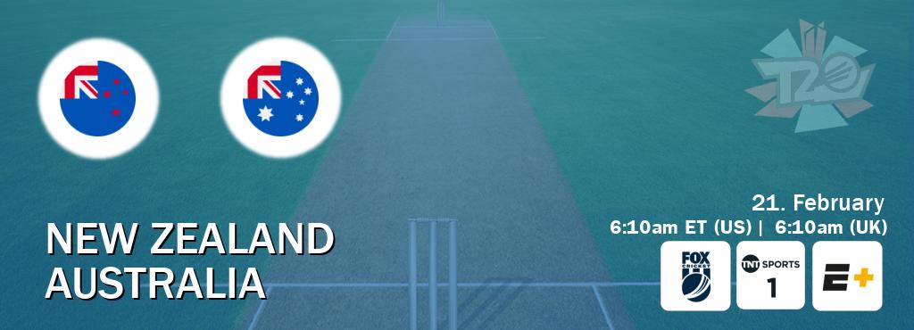 You can watch game live between New Zealand and Australia on Fox Cricket(AU), TNT Sports 1(UK), ESPN+(US).
