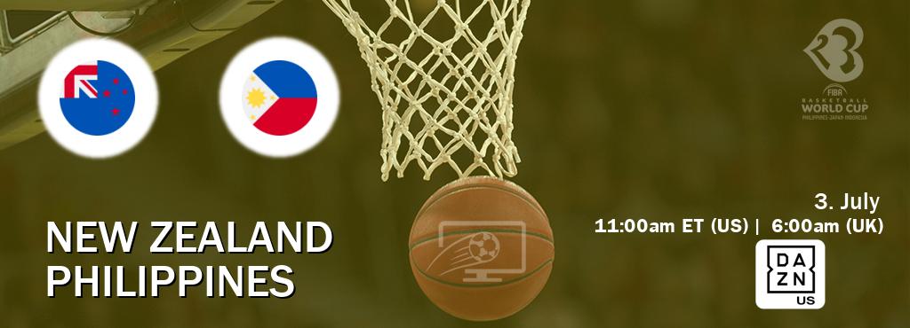 You can watch game live between New Zealand and Philippines on DAZN(US).