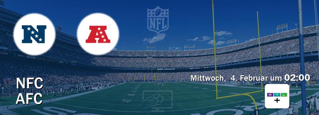 Das Spiel zwischen NFC und AFC wird am Mittwoch,  4. Februar um  02:00, live vom RTL+ übertragen.