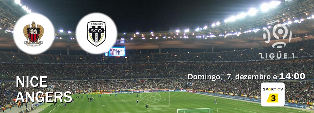 Jogo entre Nice e Angers tem emissão Sport TV 3 (domingo,  7. dezembro e  14:00).