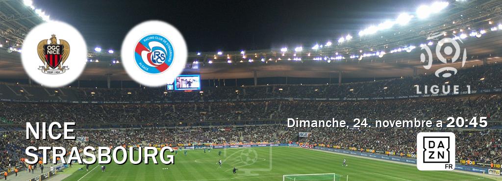 Match entre Nice et Strasbourg en direct à la DAZN (dimanche, 24. novembre a  20:45).