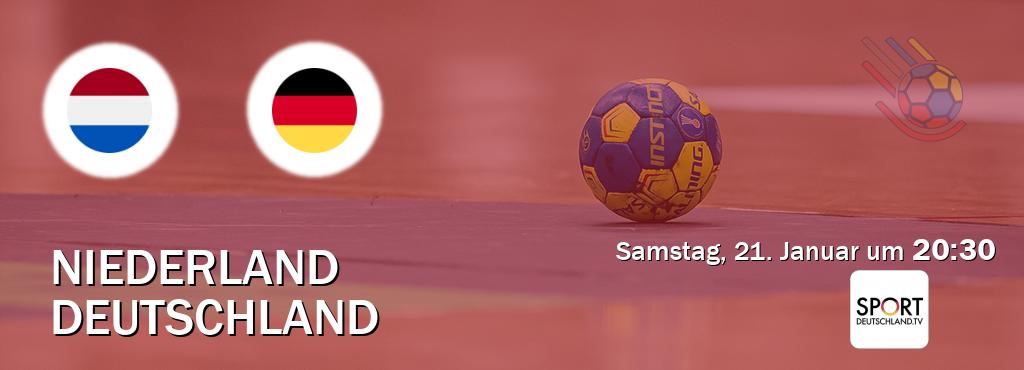 Das Spiel zwischen Niederland und Deutschland wird am Samstag, 21. Januar um  20:30, live vom Sportdeutschland.TV übertragen.