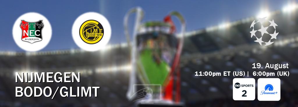 You can watch game live between Nijmegen and Bodo/Glimt on TNT Sports 2(UK) and Paramount+(US).