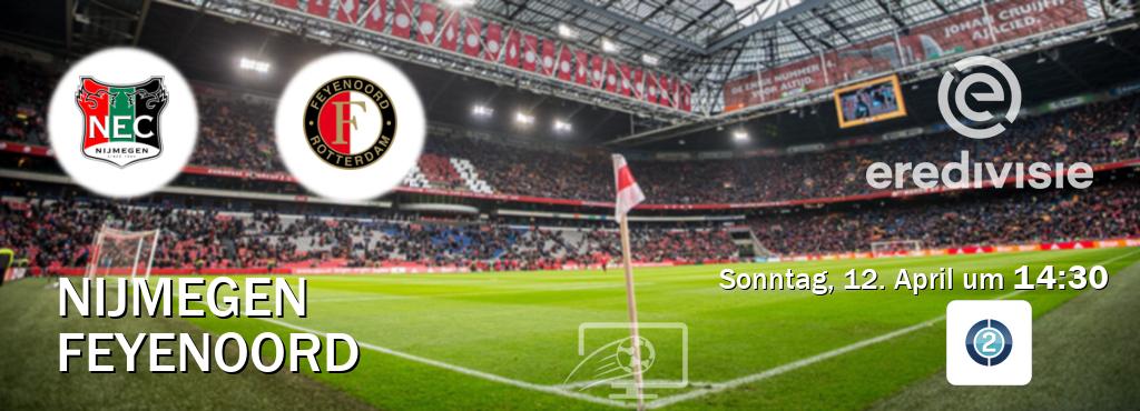 Das Spiel zwischen Nijmegen und Feyenoord wird am Sonntag, 12. April um  14:30, live vom Sportdigital FUSSBALL 2 übertragen.