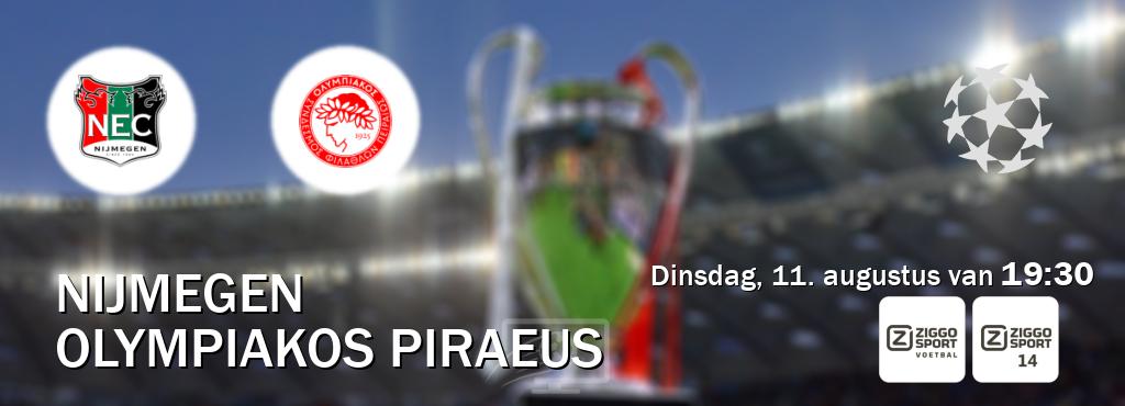 Wedstrijd tussen Nijmegen en Olympiakos Piraeus live op tv bij Ziggo Sport, Ziggo Sport 14 (dinsdag, 11. augustus van  19:30).