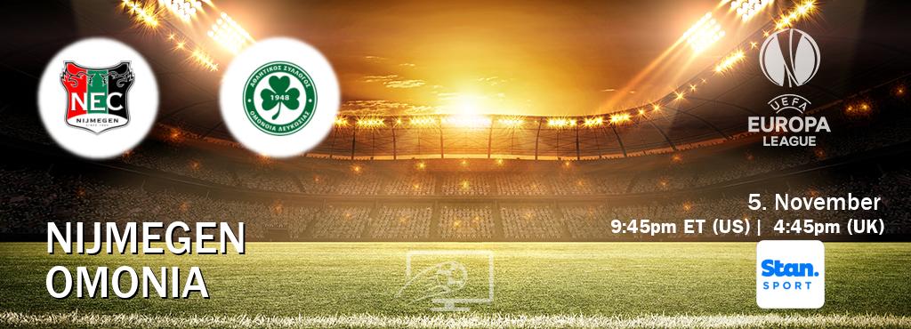 You can watch game live between Nijmegen and Omonia on Stan Sport(AU).
