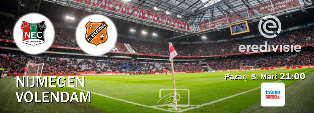 Karşılaşma Nijmegen - Volendam Tivibu Spor 4'den canlı yayınlanacak (Pazar,  8. Mart  21:00).