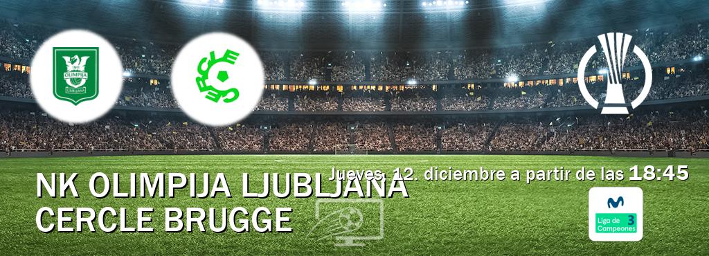 El partido entre NK Olimpija Ljubljana y Cercle Brugge será retransmitido por Movistar Liga de Campeones 3 (jueves, 12. diciembre a partir de las  18:45).