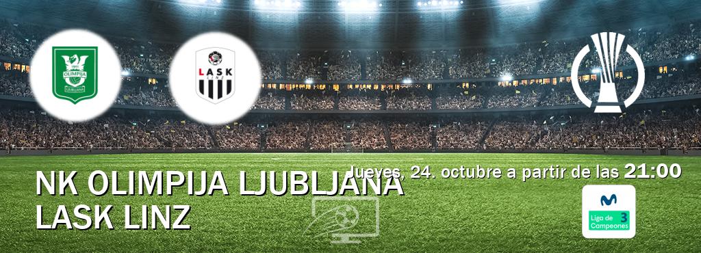 El partido entre NK Olimpija Ljubljana y LASK Linz será retransmitido por Movistar Liga de Campeones 3 (jueves, 24. octubre a partir de las  21:00).