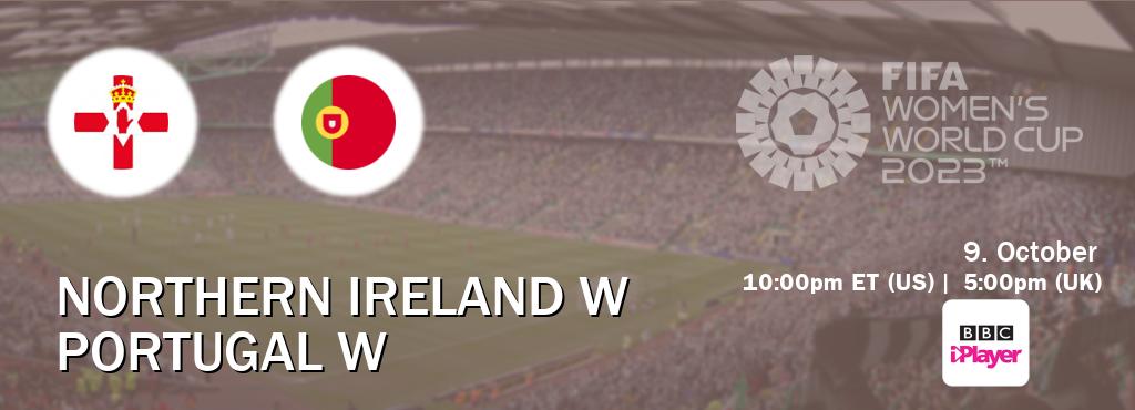 You can watch game live between Northern Ireland W and Portugal W on BBC iPlayer(UK).