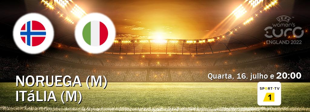 Jogo entre Noruega (M) e Itália (M) tem emissão Sport TV 1 (quarta, 16. julho e 20:00). Jogo entre Noruega (M) e Itália (M) tem emissão Sport TV 1 (quarta, 16. julho e 20:00).