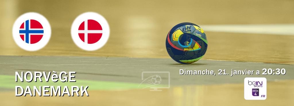 Match entre Norvège et Danemark en direct à la beIN Sports 4 Max (dimanche, 21. janvier a  20:30).