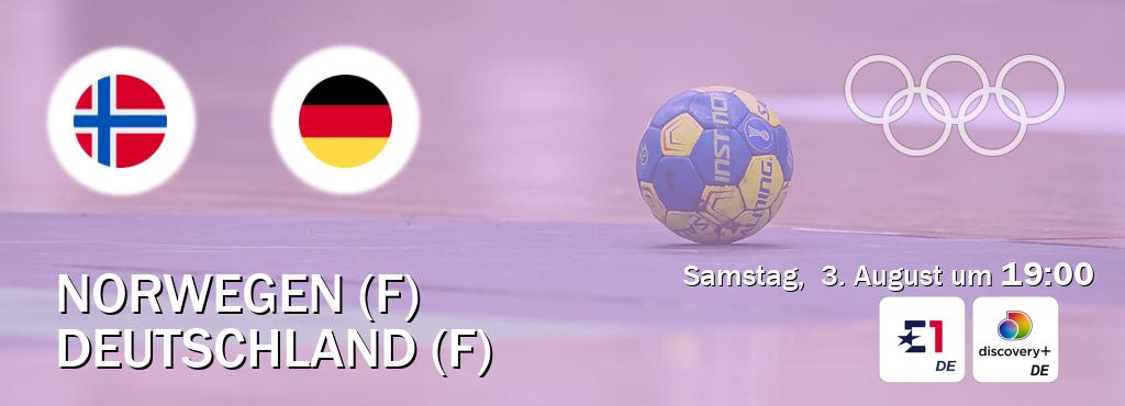 Das Spiel zwischen Norwegen (F) und Deutschland (F) wird am Samstag,  3. August um  19:00, live vom Eurosport 1 und Discovery + übertragen.