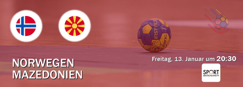 Das Spiel zwischen Norwegen und Mazedonien wird am Freitag, 13. Januar um  20:30, live vom Sportdeutschland.TV übertragen.