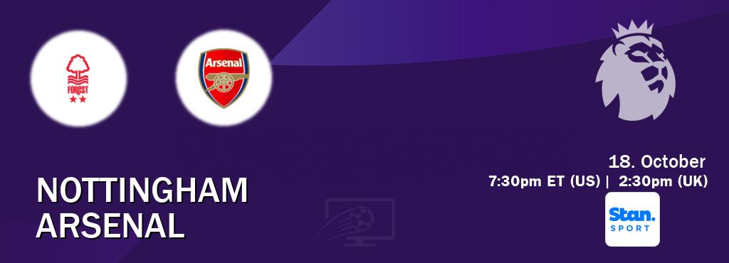 You can watch game live between Nottingham and Arsenal on Stan Sport(AU). You can watch game live between Nottingham and Arsenal on Stan Sport(AU).