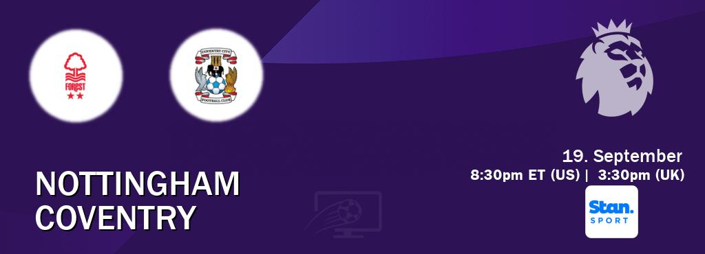 You can watch game live between Nottingham and Coventry on Stan Sport(AU). You can watch game live between Nottingham and Coventry on Stan Sport(AU).