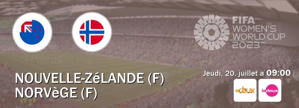 Match entre Nouvelle-Zélande (F) et Norvège (F) en direct à la RTS Deux et Tipik (jeudi, 20. juillet a  09:00).