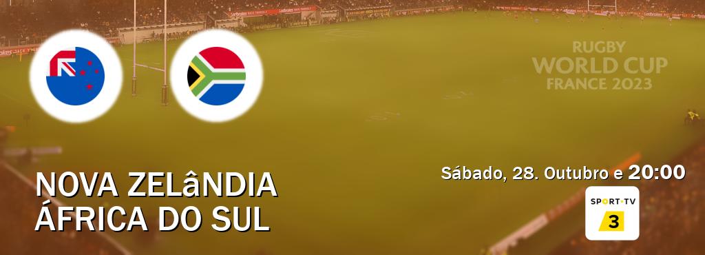 Jogo entre Nova Zelândia e África do Sul tem emissão Sport TV 3 (Sábado, 28. Outubro e  20:00).