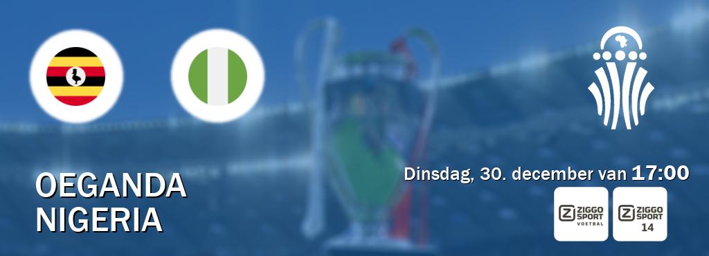 Wedstrijd tussen Oeganda en Nigeria live op tv bij Ziggo Sport, Ziggo Sport 14 (dinsdag, 30. december van  17:00).