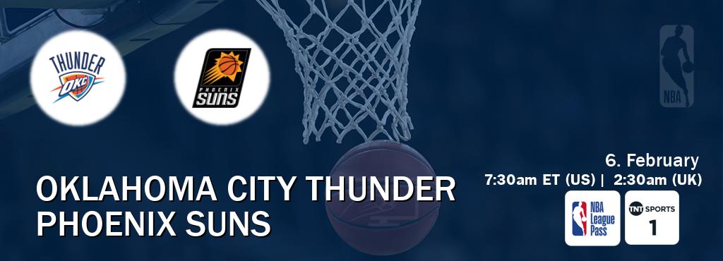 You can watch game live between Oklahoma City Thunder and Phoenix Suns on NBA League Pass and TNT Sports 1(UK).