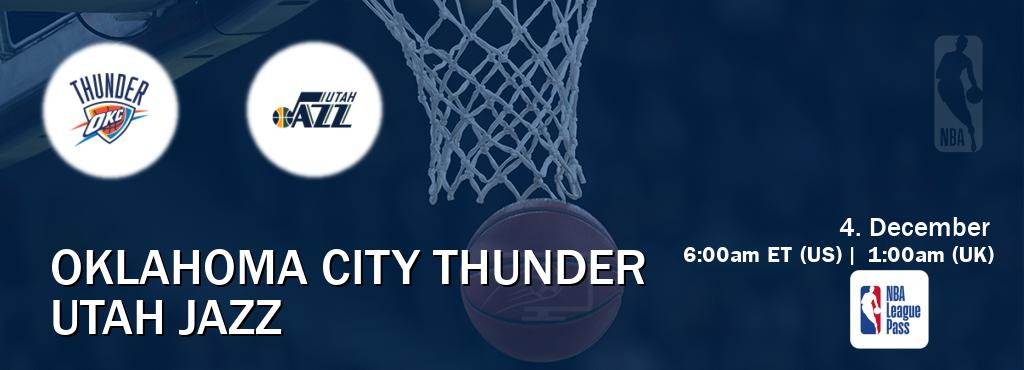 You can watch game live between Oklahoma City Thunder and Utah Jazz on NBA League Pass.