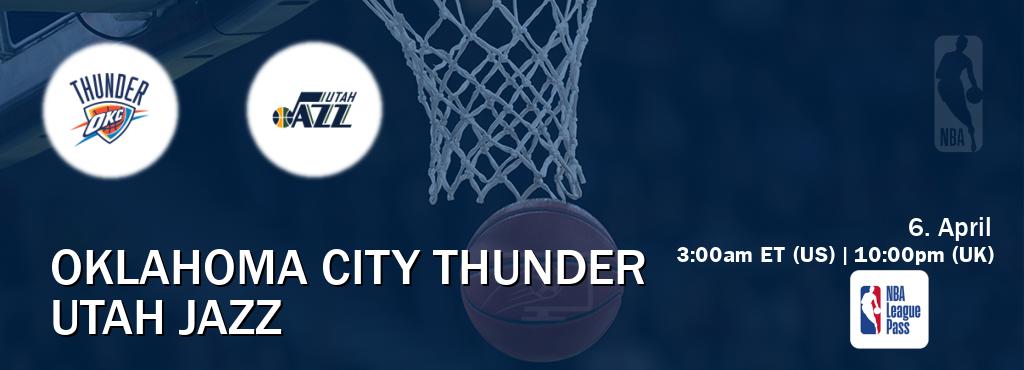 You can watch game live between Oklahoma City Thunder and Utah Jazz on NBA League Pass.