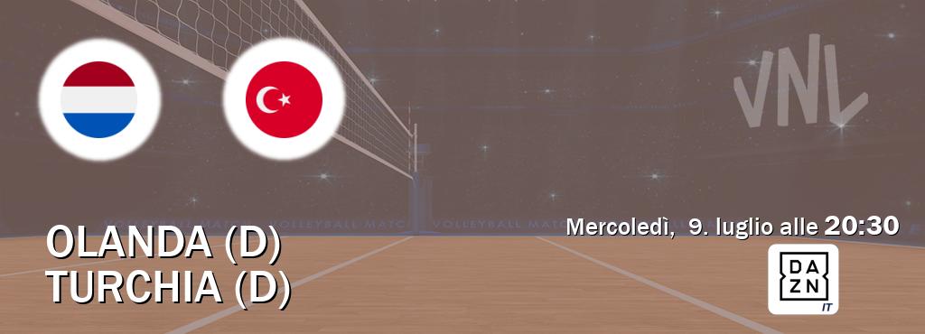 Il match Olanda (D) - Turchia (D) sarà trasmesso in diretta TV su DAZN Italia (ore 20:30)