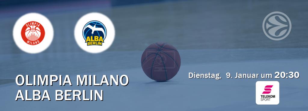 Das Spiel zwischen Olimpia Milano und Alba Berlin wird am Dienstag,  9. Januar um  20:30, live vom Magenta Sport übertragen.