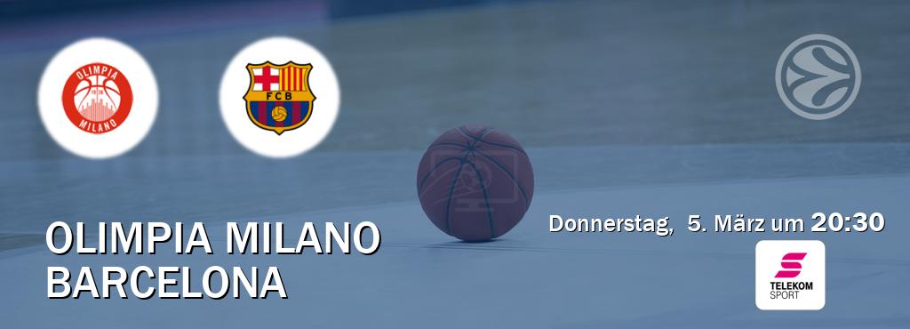 Das Spiel zwischen Olimpia Milano und Barcelona wird am Donnerstag,  5. März um  20:30, live vom Magenta Sport übertragen.