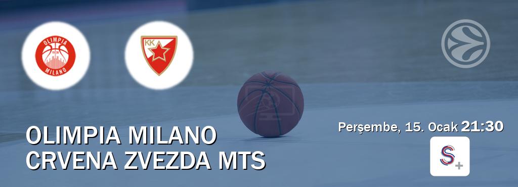 Karşılaşma Olimpia Milano - Crvena zvezda mts S Sport +'den canlı yayınlanacak (Perşembe, 15. Ocak  21:30).