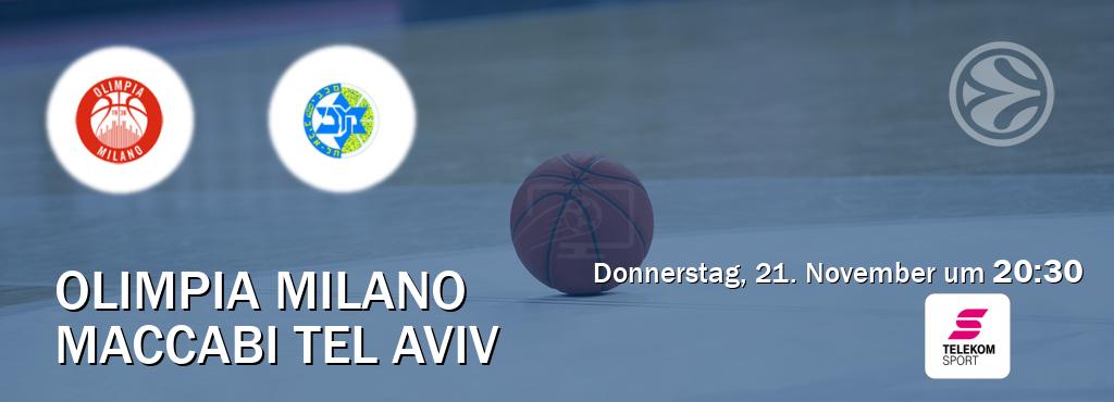 Das Spiel zwischen Olimpia Milano und Maccabi Tel Aviv wird am Donnerstag, 21. November um  20:30, live vom Magenta Sport übertragen.