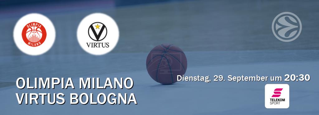 Das Spiel zwischen Olimpia Milano und Virtus Bologna wird am Dienstag, 29. September um 20:30, live vom Magenta Sport übertragen. Das Spiel zwischen Olimpia Milano und Virtus Bologna wird am Dienstag, 29. September um 20:30, live vom Magenta Sport übertragen.