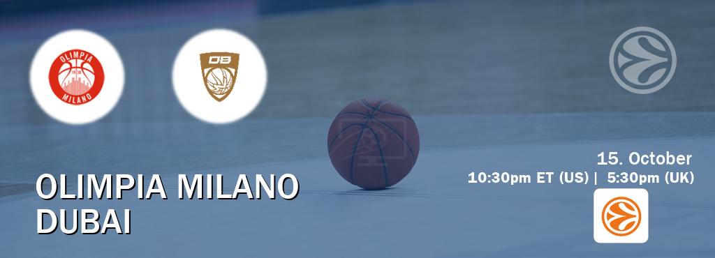 You can watch game live between Olimpia Milano and Dubai on EuroLeague TV. You can watch game live between Olimpia Milano and Dubai on EuroLeague TV.