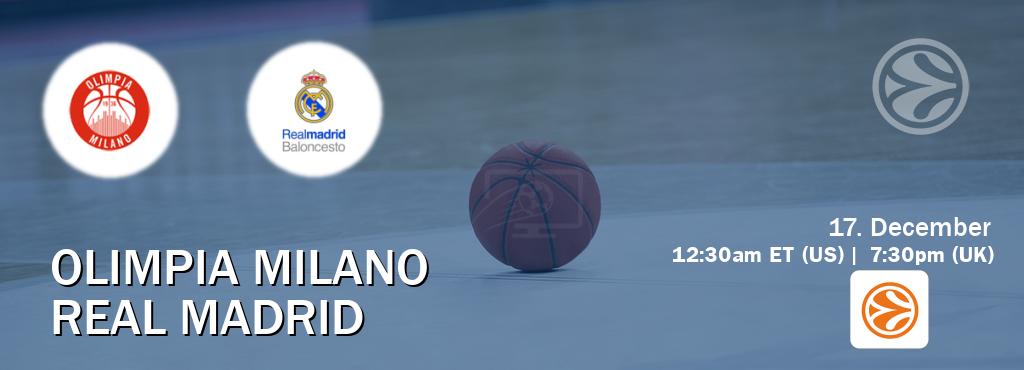You can watch game live between Olimpia Milano and Real Madrid on EuroLeague TV. You can watch game live between Olimpia Milano and Real Madrid on EuroLeague TV.