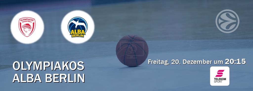 Das Spiel zwischen Olympiakos und Alba Berlin wird am Freitag, 20. Dezember um  20:15, live vom Magenta Sport übertragen.