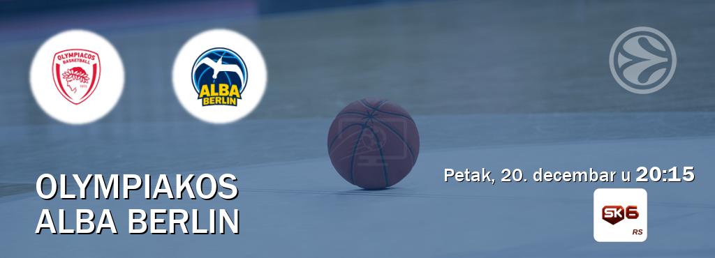 Izravni prijenos utakmice Olympiakos i Alba Berlin pratite uživo na Sportklub 6 (petak, 20. decembar u  20:15).