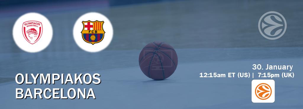 You can watch game live between Olympiakos and Barcelona on EuroLeague TV. You can watch game live between Olympiakos and Barcelona on EuroLeague TV.