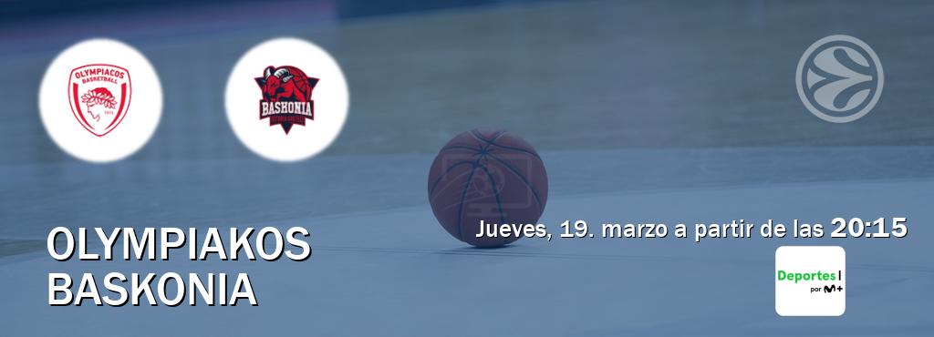 El partido entre Olympiakos y Baskonia será retransmitido por Movistar Deportes (jueves, 19. marzo a partir de las  20:15).