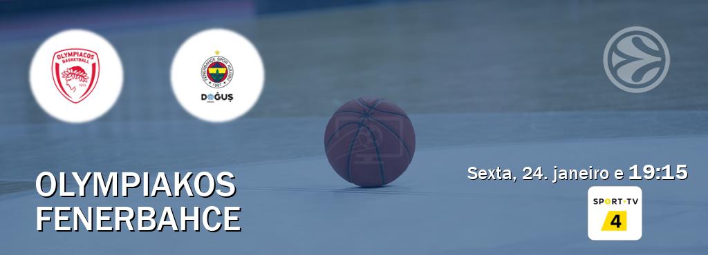 Jogo entre Olympiakos e Fenerbahce tem emissão Sport TV 4 (sexta, 24. janeiro e  19:15).