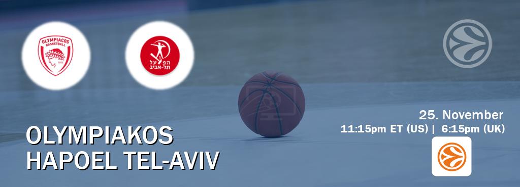 You can watch game live between Olympiakos and Hapoel Tel-Aviv on EuroLeague TV. You can watch game live between Olympiakos and Hapoel Tel-Aviv on EuroLeague TV.