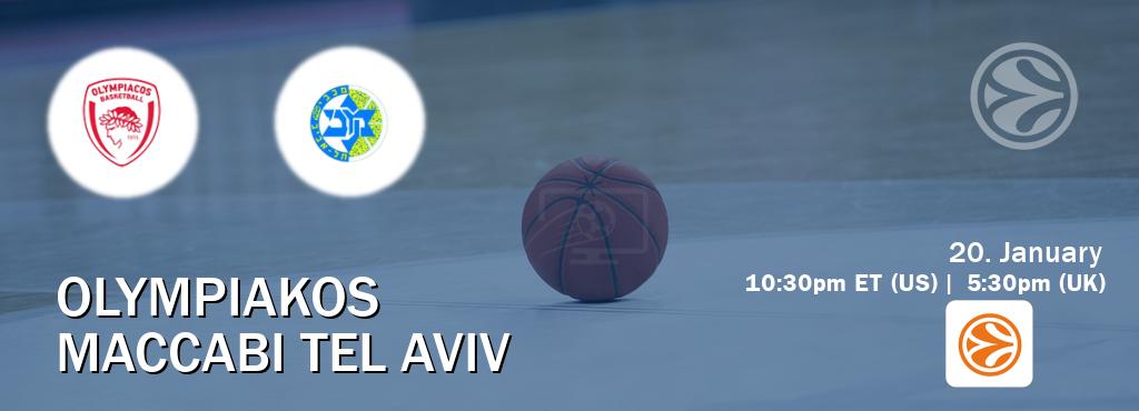 You can watch game live between Olympiakos and Maccabi Tel Aviv on EuroLeague TV. You can watch game live between Olympiakos and Maccabi Tel Aviv on EuroLeague TV.