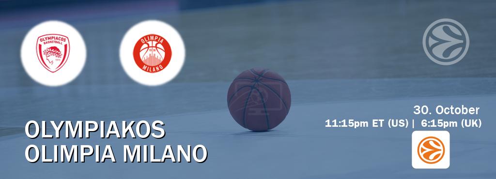 You can watch game live between Olympiakos and Olimpia Milano on EuroLeague TV. You can watch game live between Olympiakos and Olimpia Milano on EuroLeague TV.