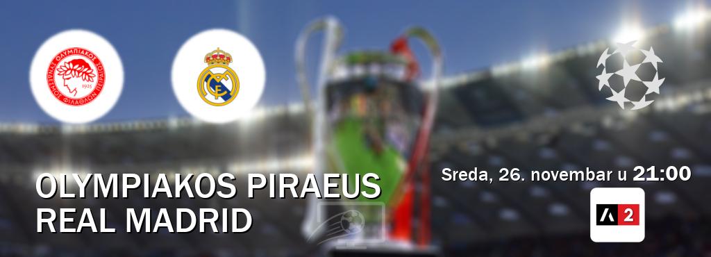 Izravni prijenos utakmice Olympiakos Piraeus i Real Madrid pratite uživo na Arena Sport 2 (sreda, 26. novembar u  21:00).