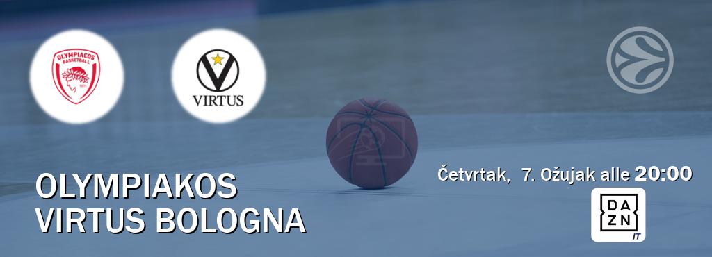 Il match Olympiakos - Virtus Bologna sarà trasmesso in diretta TV su DAZN Italia (ore 20:00)
