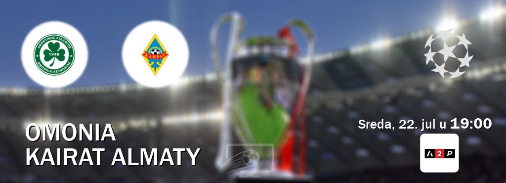 Izravni prijenos utakmice Omonia i Kairat Almaty pratite uživo na Arena Premium 2 (sreda, 22. jul u 19:00). Izravni prijenos utakmice Omonia i Kairat Almaty pratite uživo na Arena Premium 2 (sreda, 22. jul u 19:00).