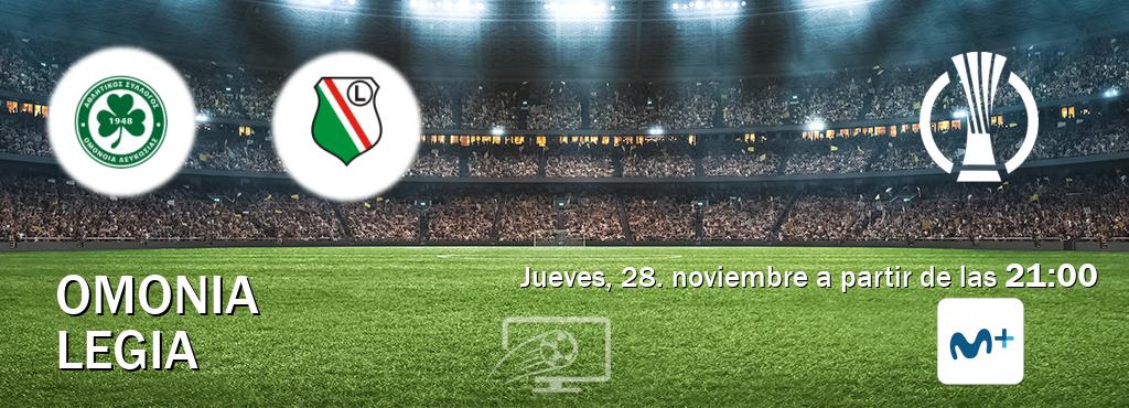 El partido entre Omonia y Legia será retransmitido por Movistar Liga de Campeones  (jueves, 28. noviembre a partir de las  21:00).