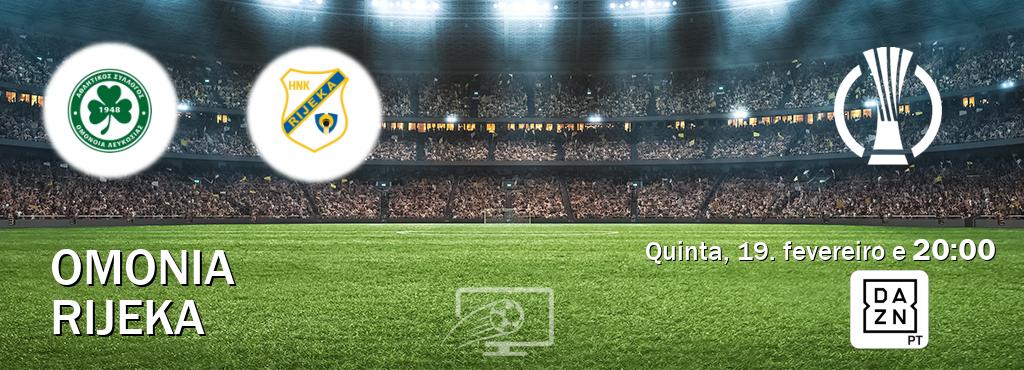 Jogo entre Omonia e Rijeka tem emissão DAZN (quinta, 19. fevereiro e  20:00).